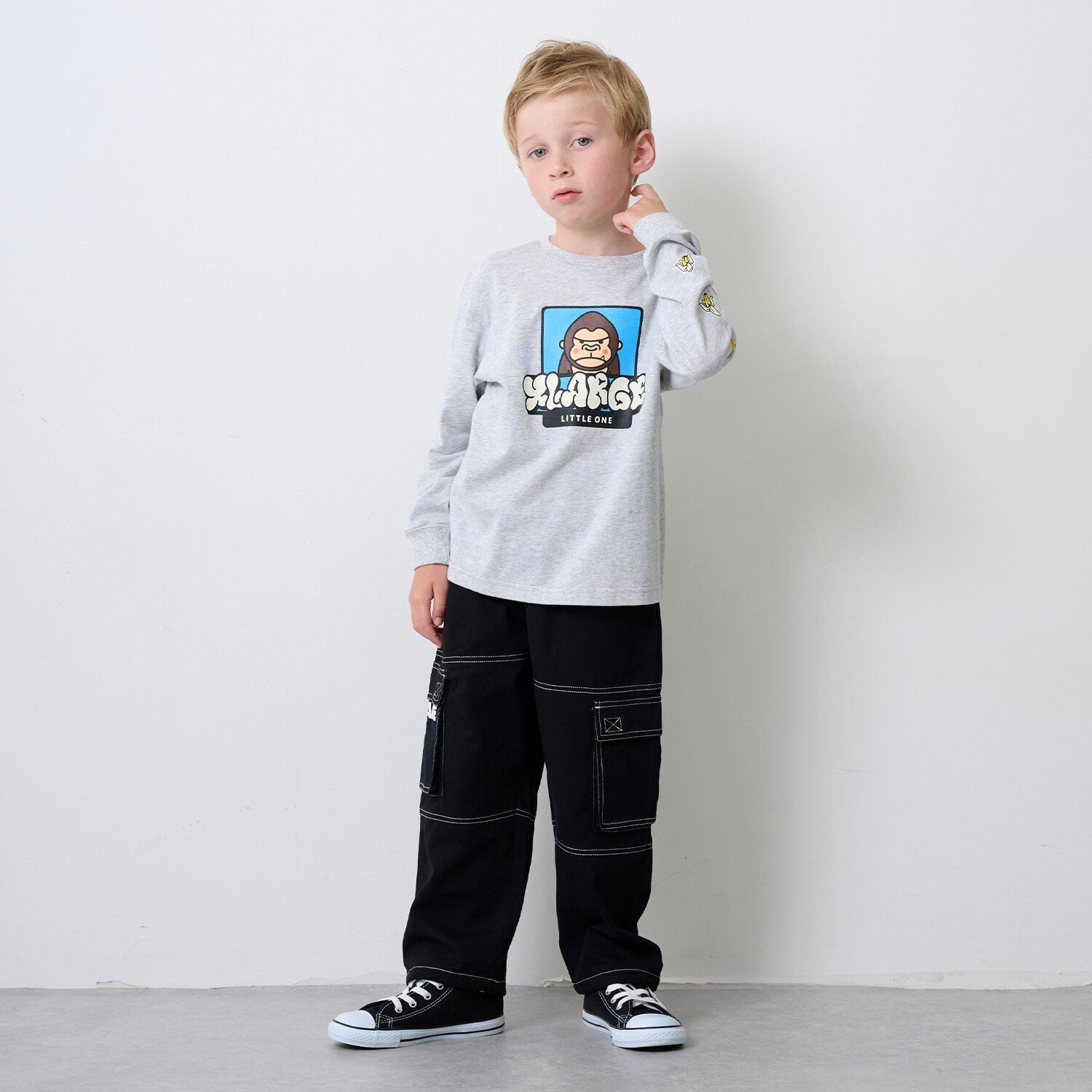 ファニーゴリラ&グラフィティ蓄光プリント長袖Tシャツ