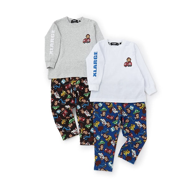 ファニーゴリラ&車長袖Tシャツ+総柄レギンスセット