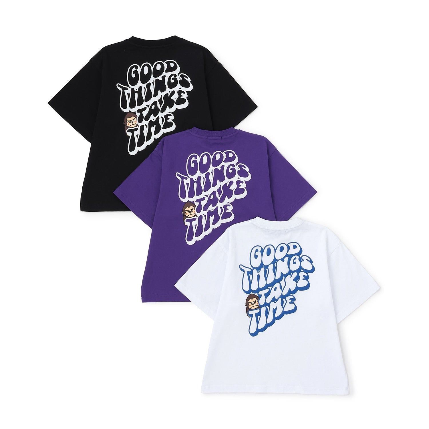 ファニーゴリラ+メッセージロゴ バックプリント半袖Tシャツ