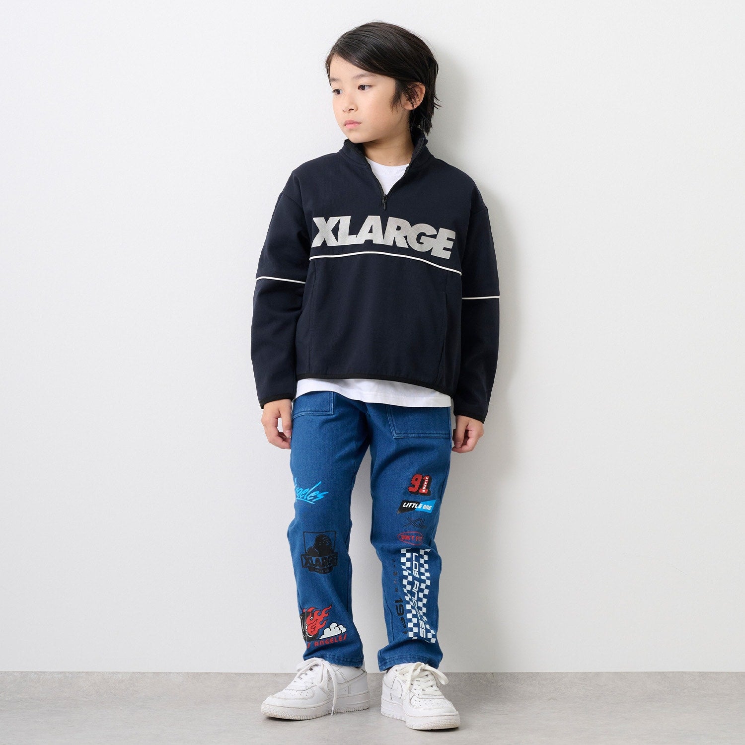 ロゴ ストレッチハーフジップトップ