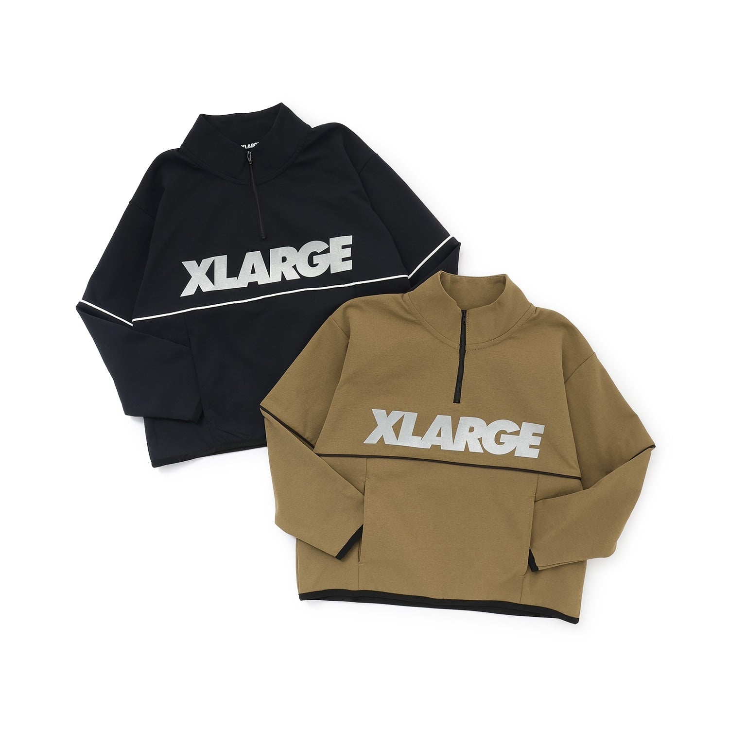 ロゴ ストレッチハーフジップトップ