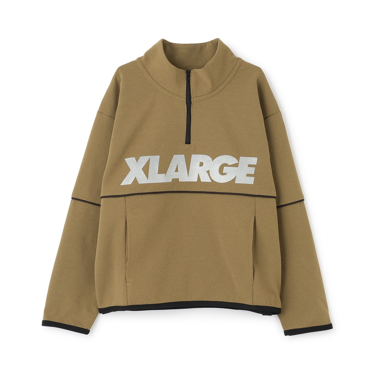 ロゴ ストレッチハーフジップトップ
