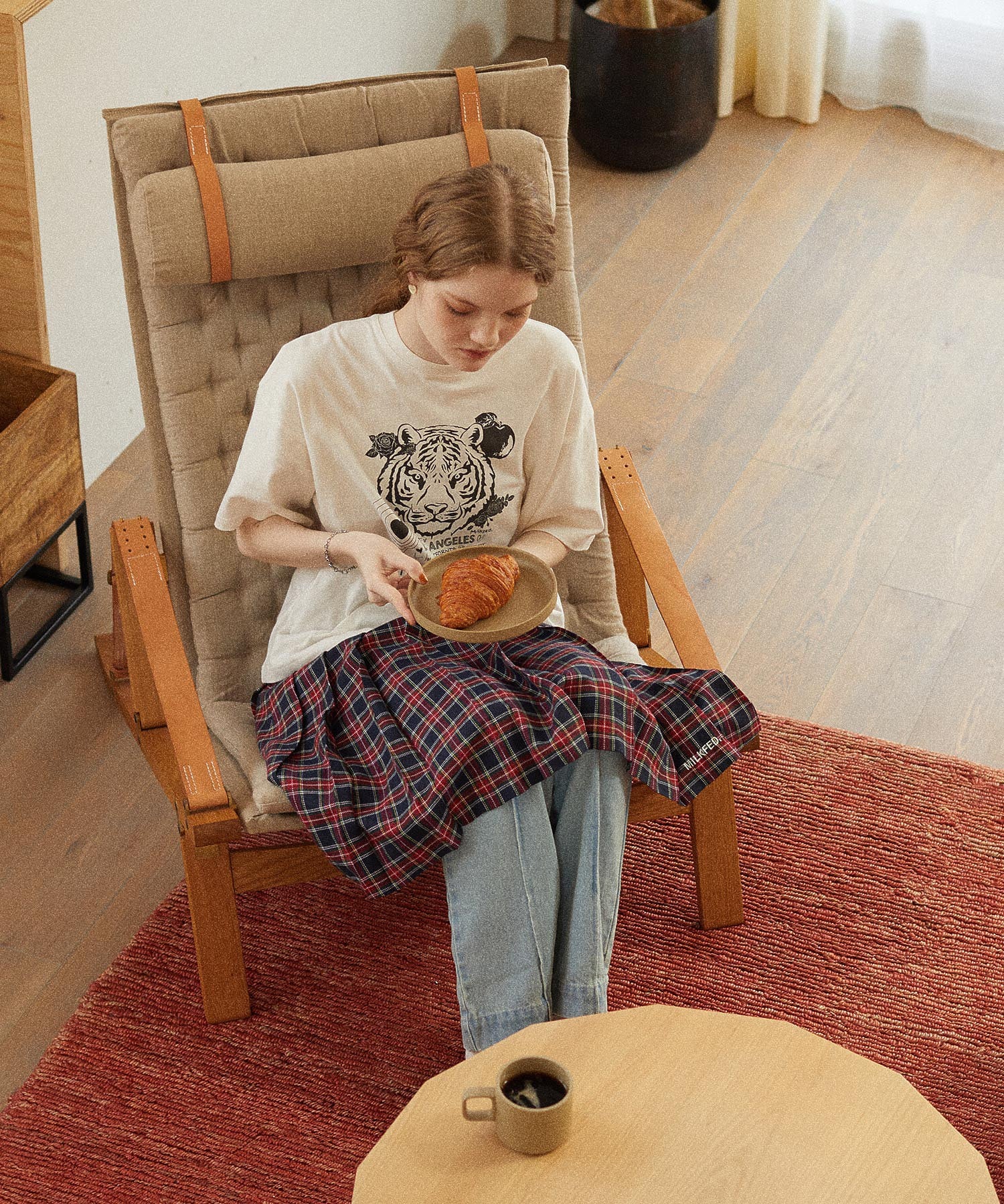 PLEATED PLAID SKIRT