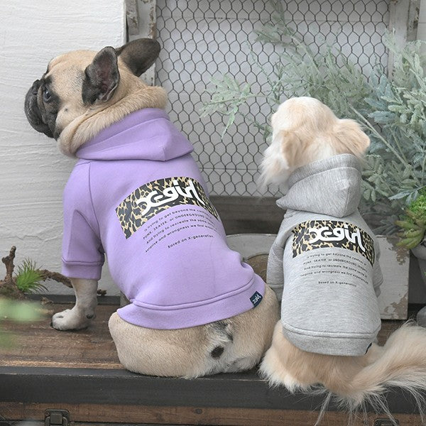 【X-girl DOGWEAR】レオパード柄ロゴフーディー