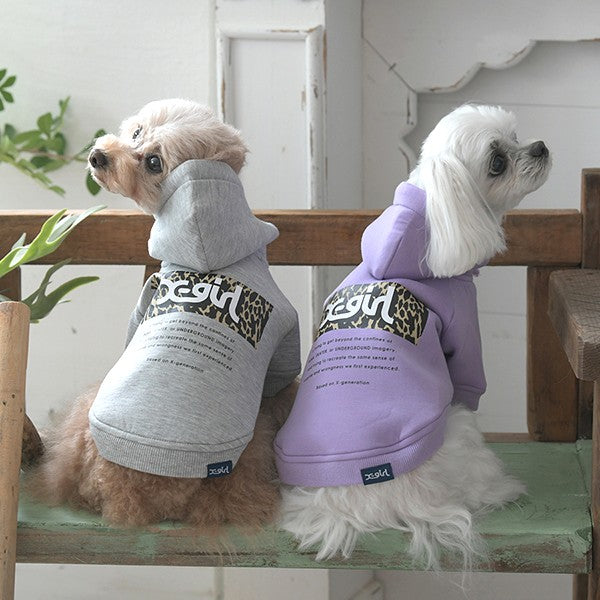 【X-girl DOGWEAR】レオパード柄ロゴフーディー