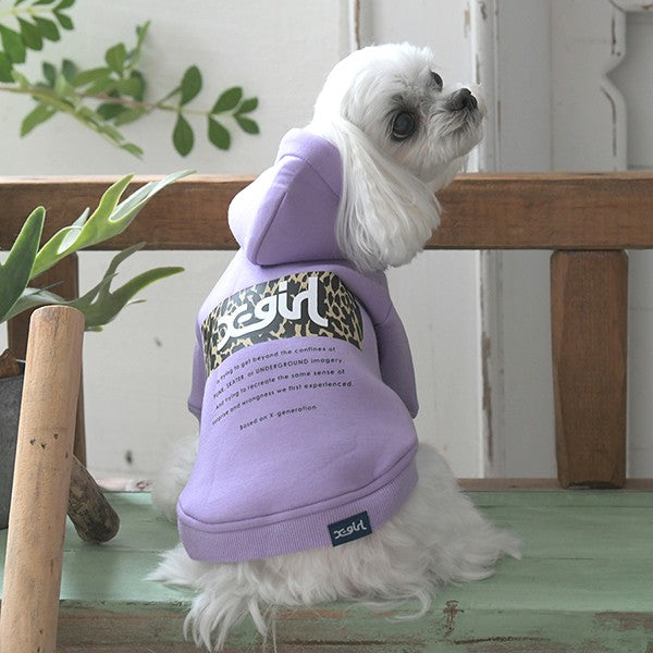 【X-girl DOGWEAR】レオパード柄ロゴフーディー